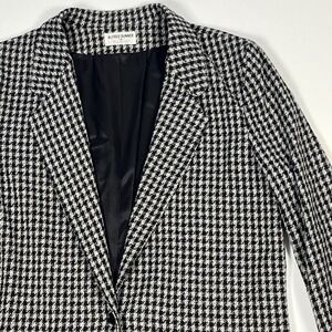 Vtg Alfred Dunner Houndstooth Blazer Sz 18 Wool Blend Plaid Jacket Made in USA